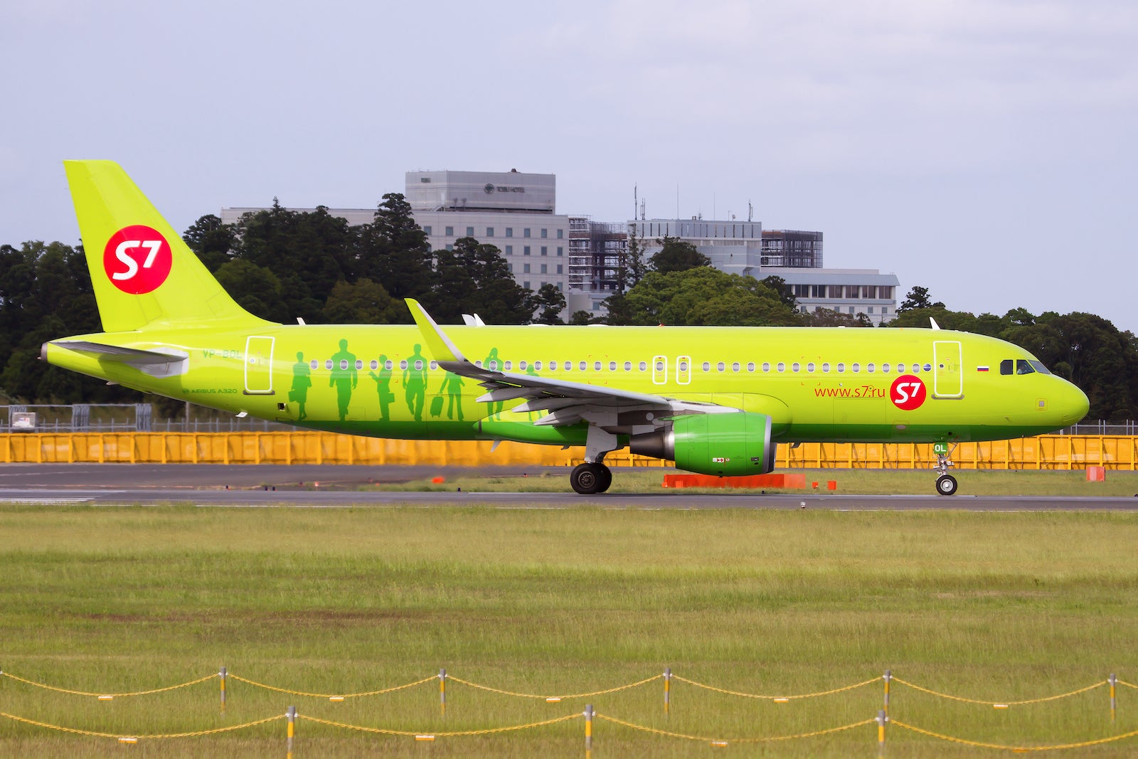 S7 Airlines Airbus 320 seen on move at Tokyo Narita airport