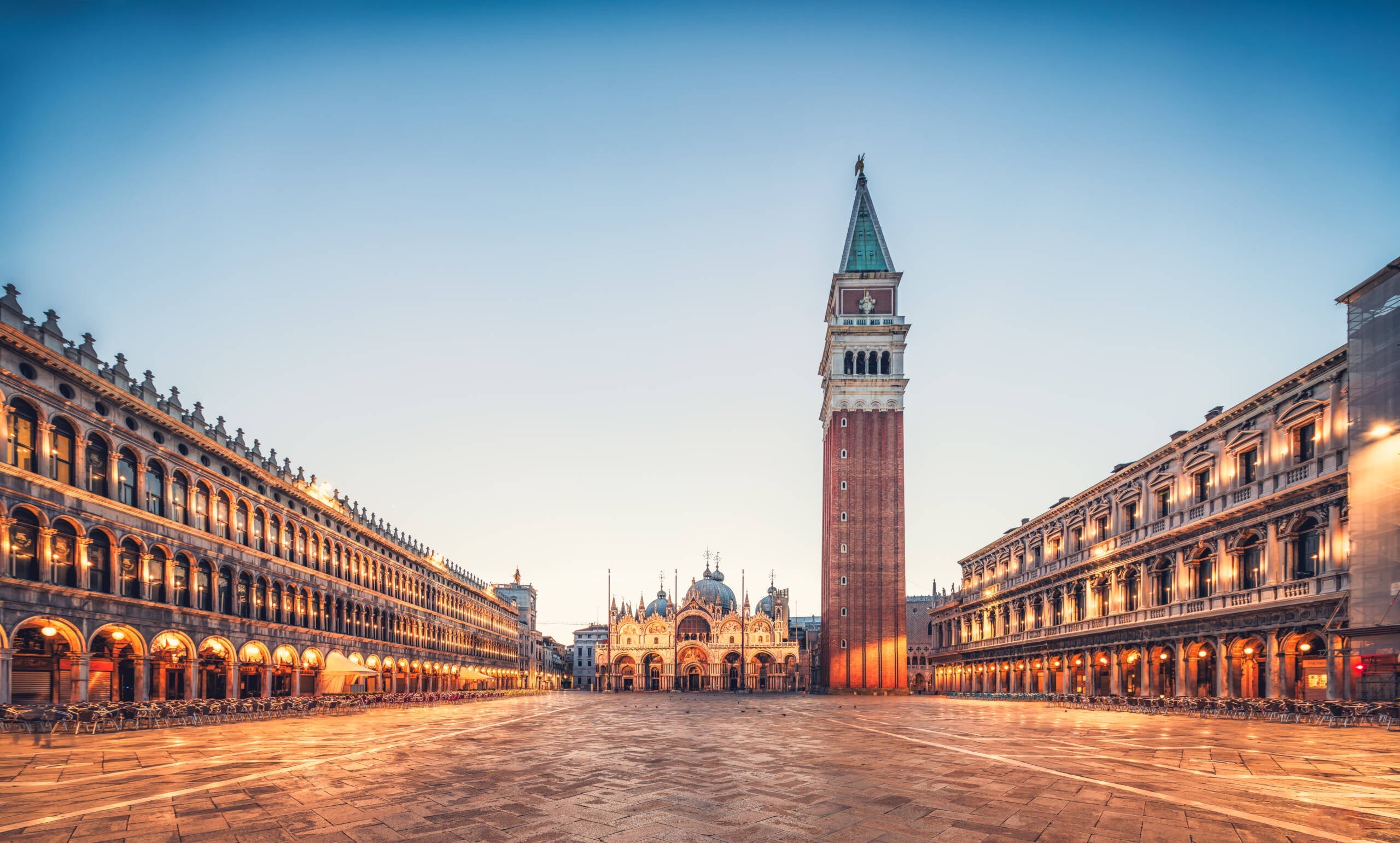 St Marks Square and St. Mark's Basilica in the early morning,Venice,Italy