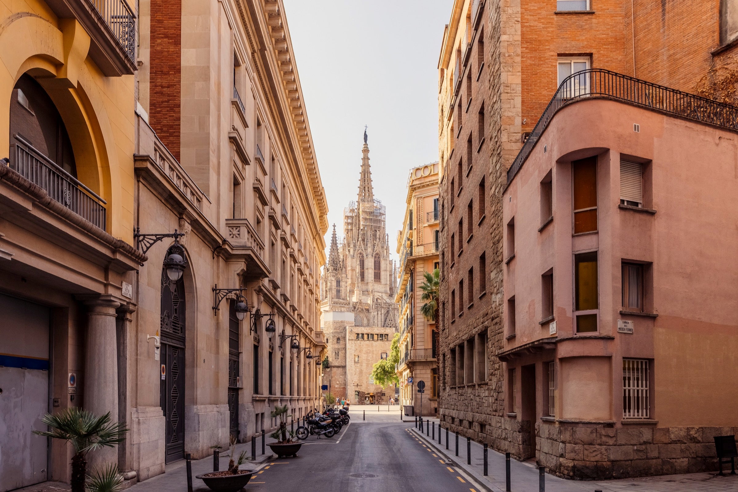 Gothic Quarter and Barcelona Cathedral in Barcelona Spain
