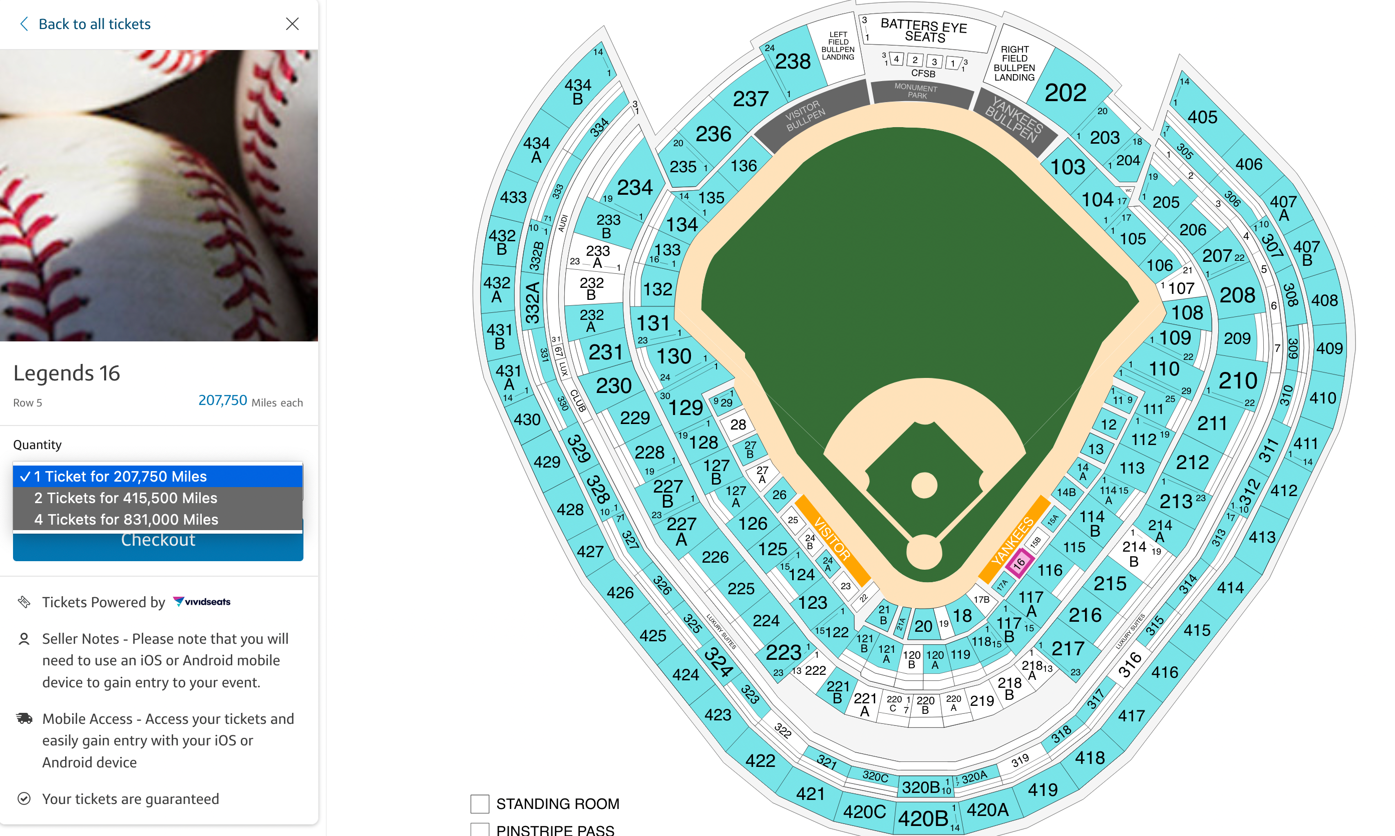 Redeem Capital One miles for MLB Tickets