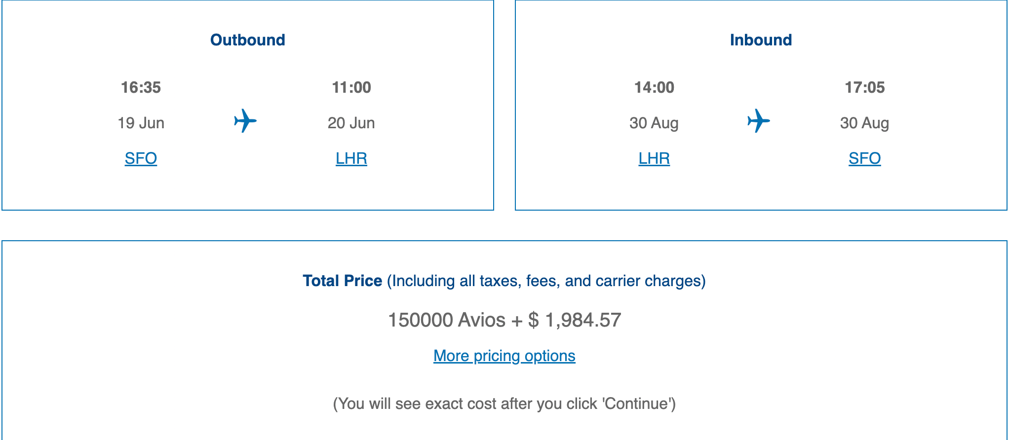 Booking a flight from SFO to LHR