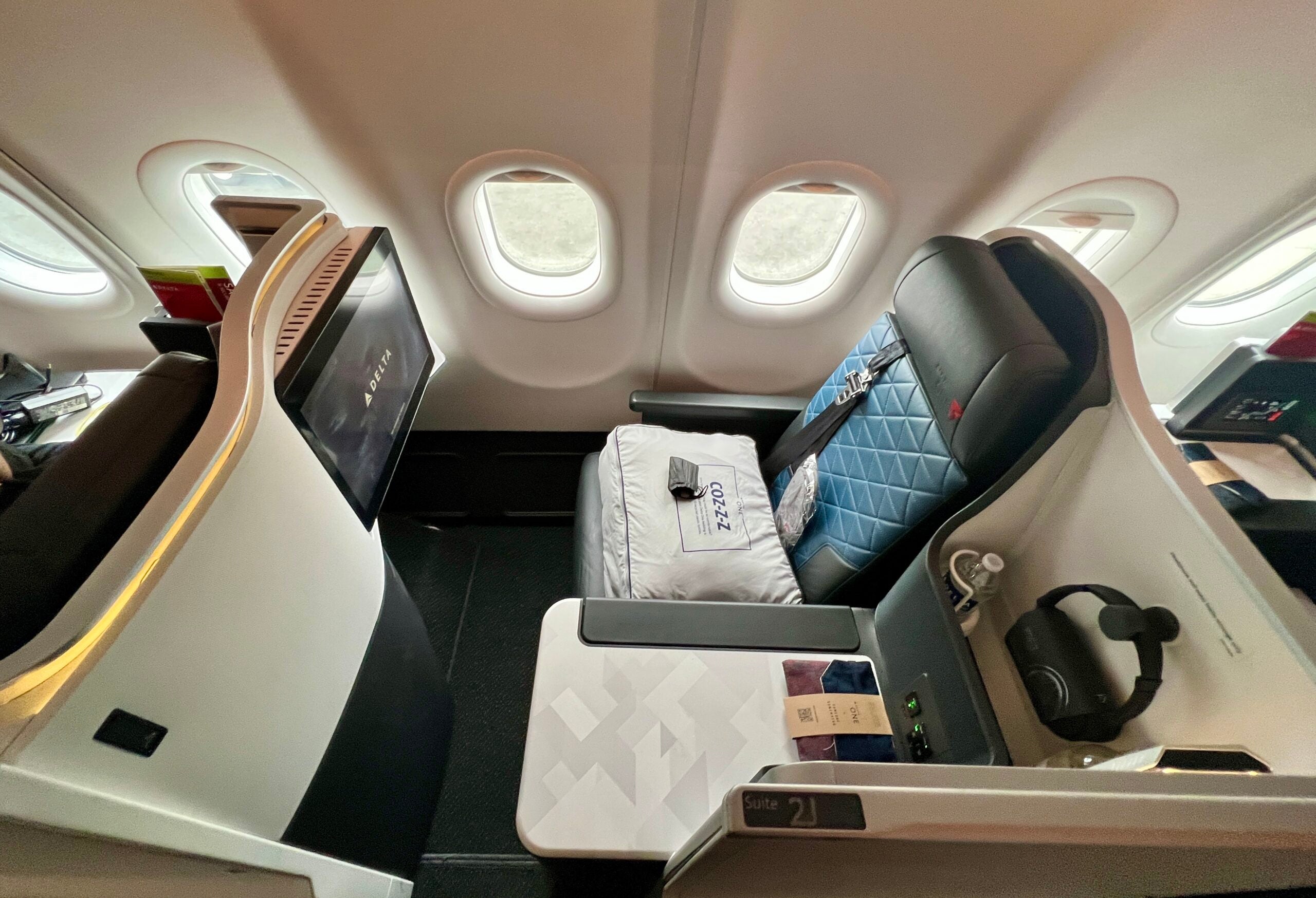 Top view of Delta One suite on the A330-900neo