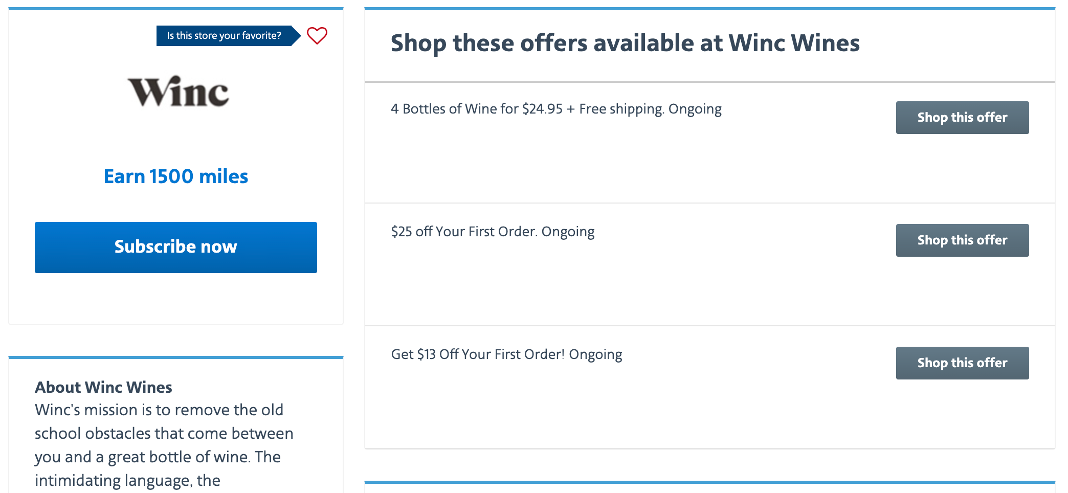 Winc AA shopping portal