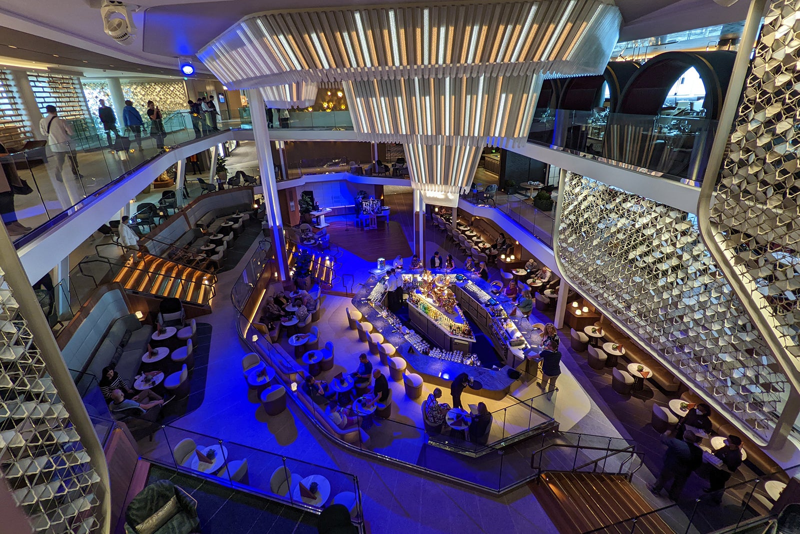 Celebrity Beyond cruise ship's three-level Grand Plaza atrium