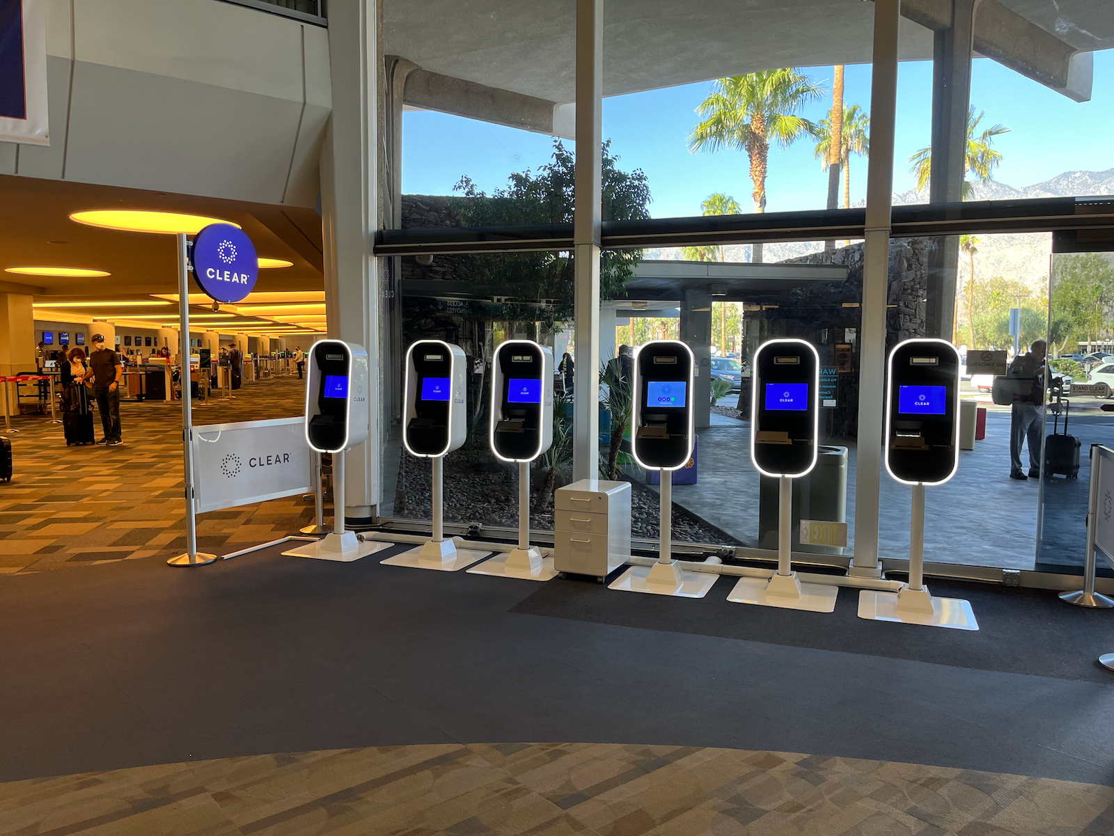 Clear scanners in the Palm Springs Airport terminal