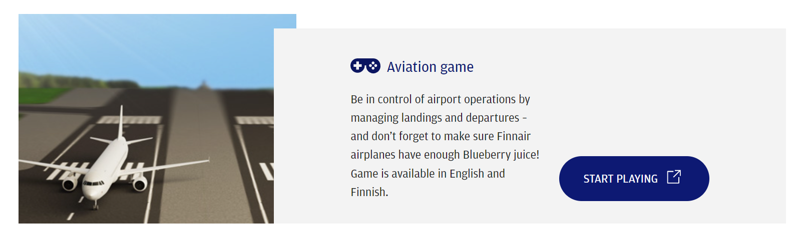 Aviation game on Finnair