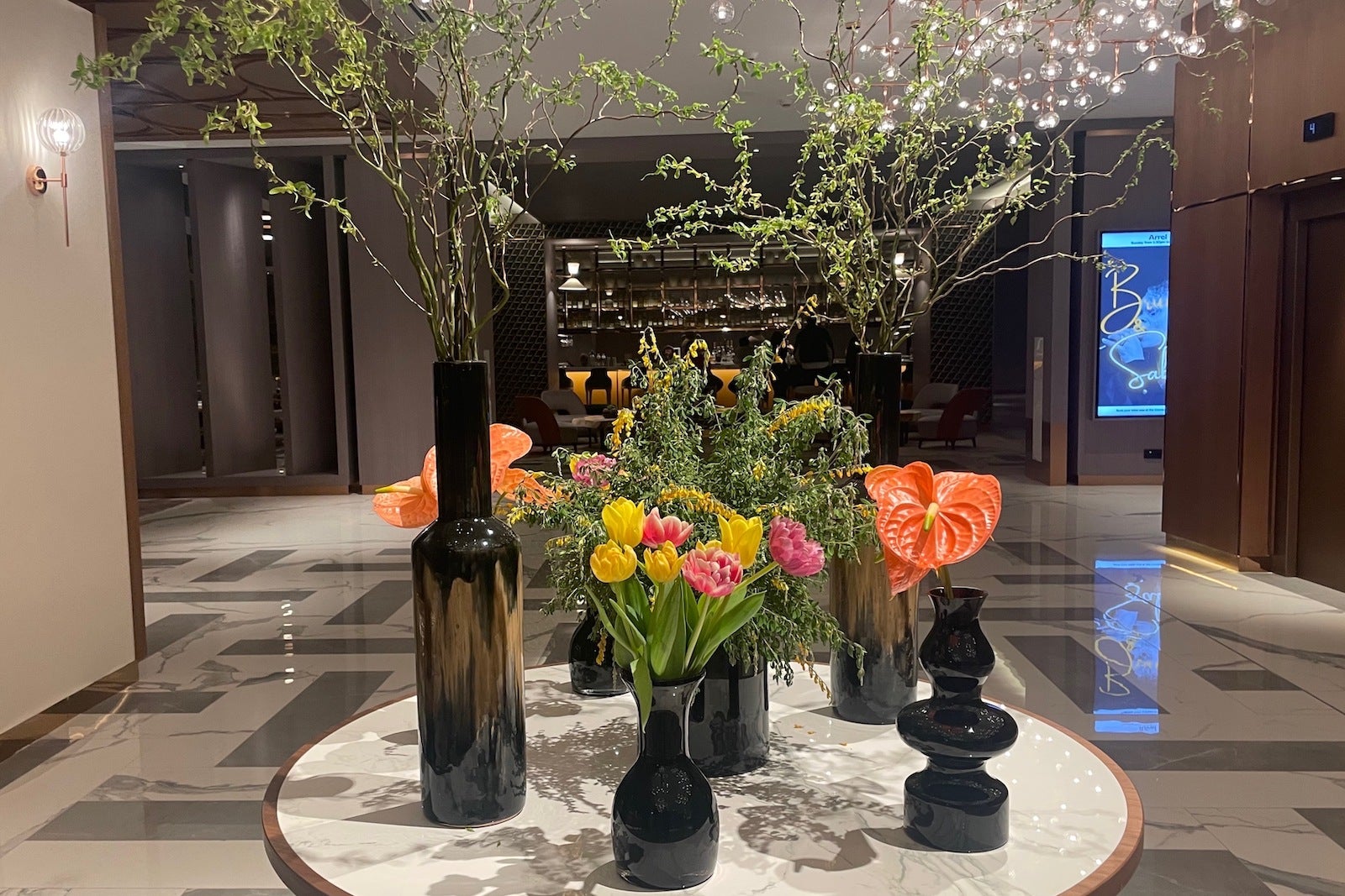fresh flowers in hotel lobby