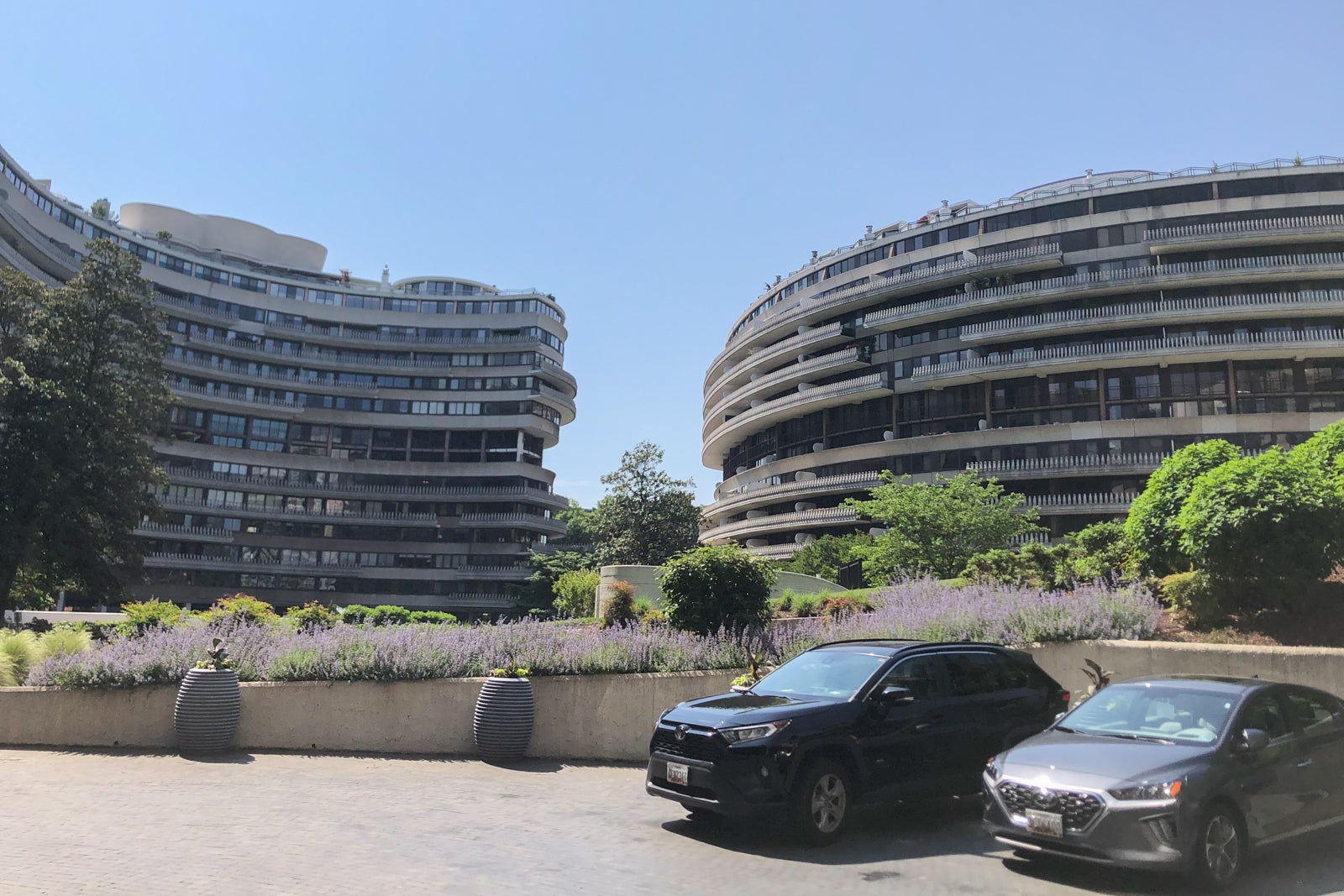 A view of two of the Watergate complex's six buildings.