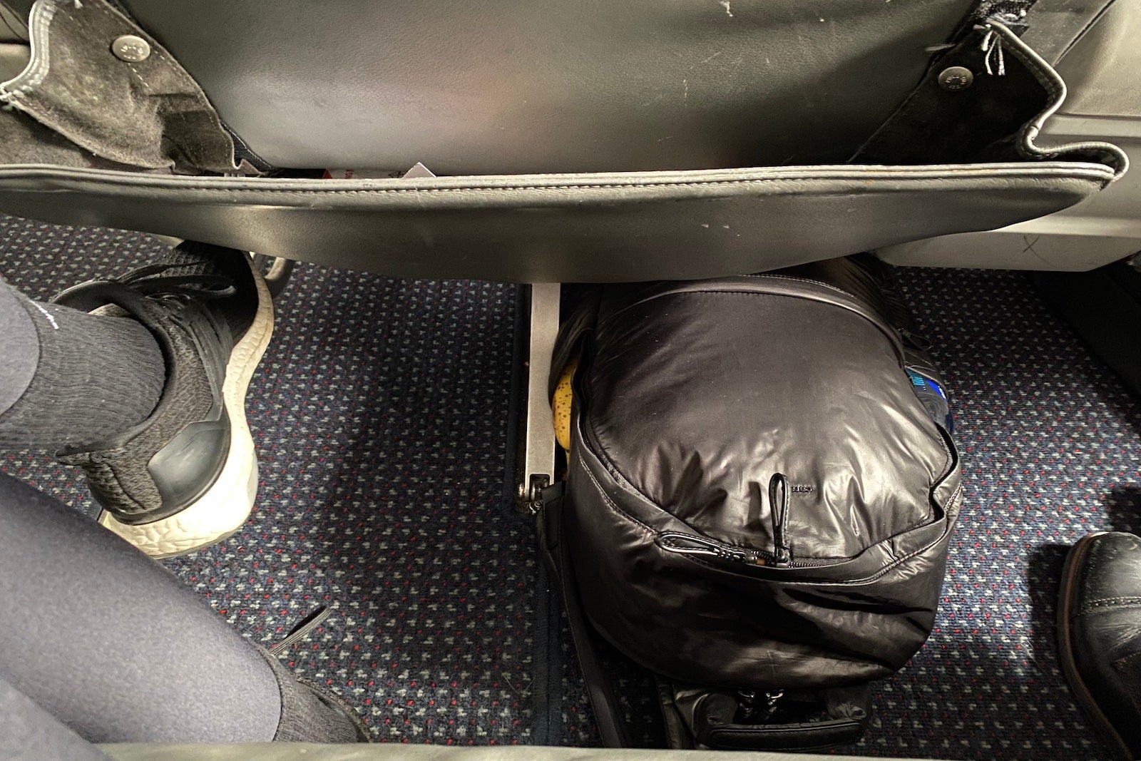 Leg room on board American Airlines flight