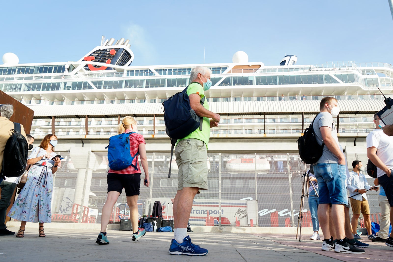 German tourists seen arriving to Malaga. Mein Schiff 2 is