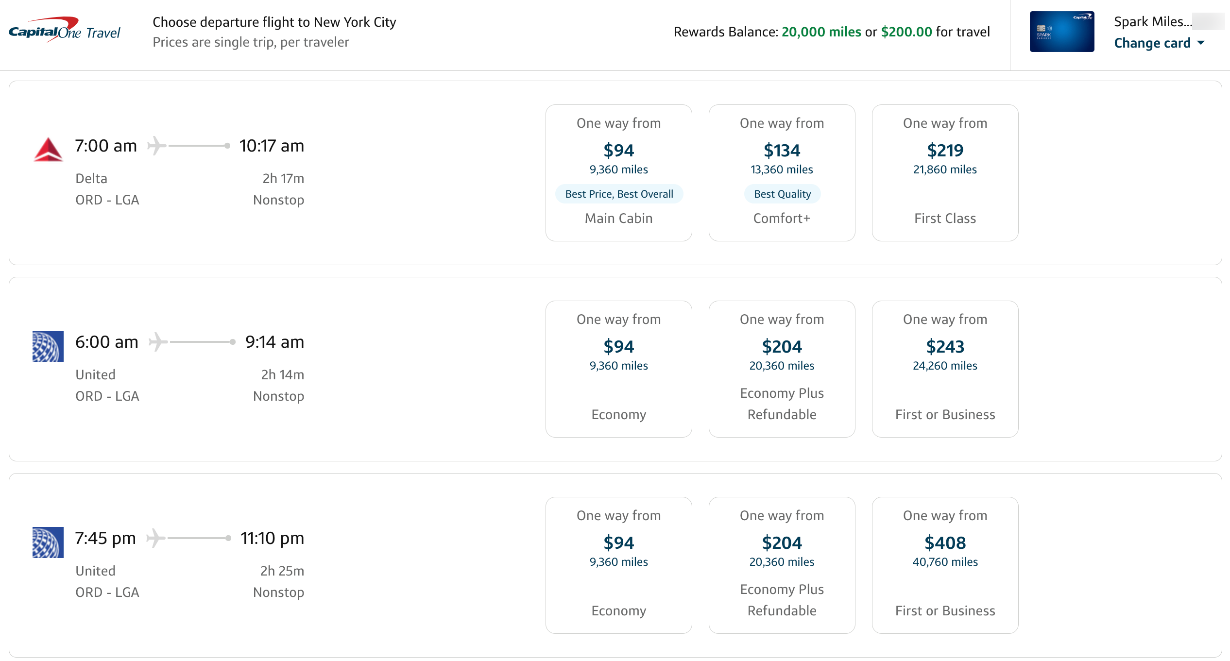 Flights in Capital One Travel