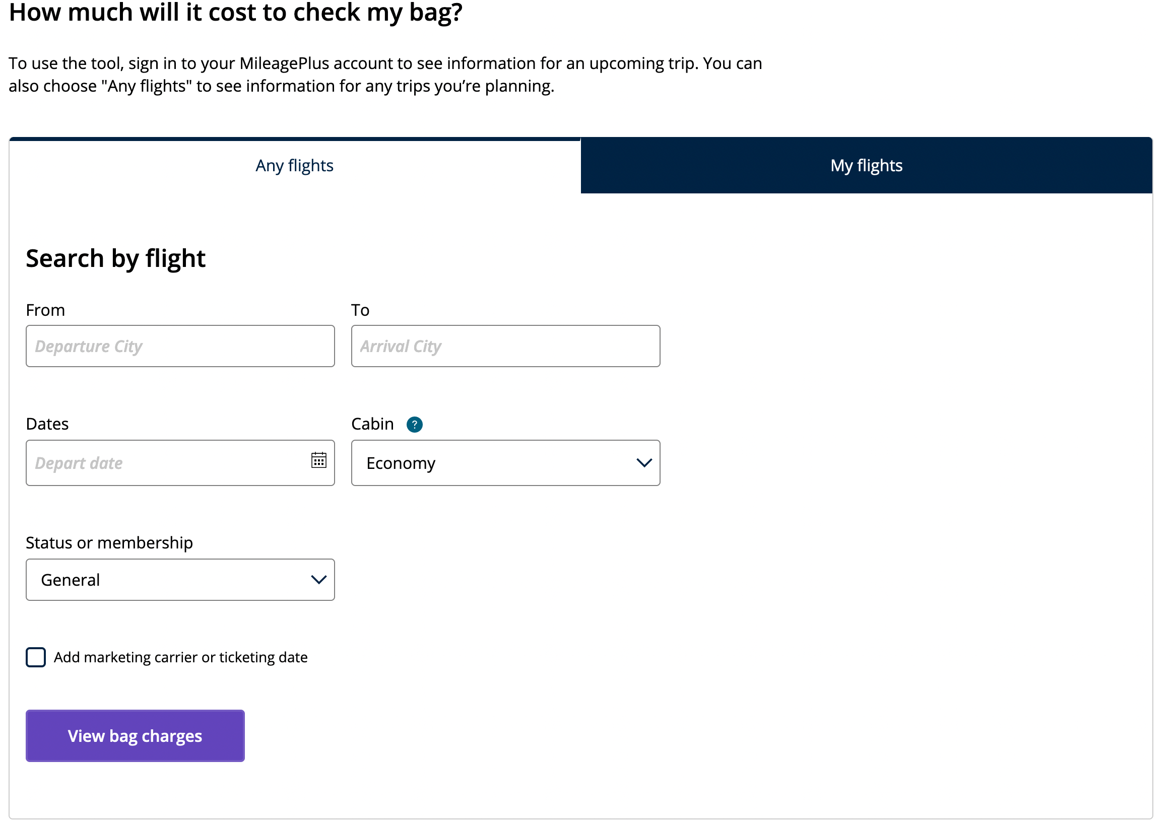 Cost of cheap overweight baggage united