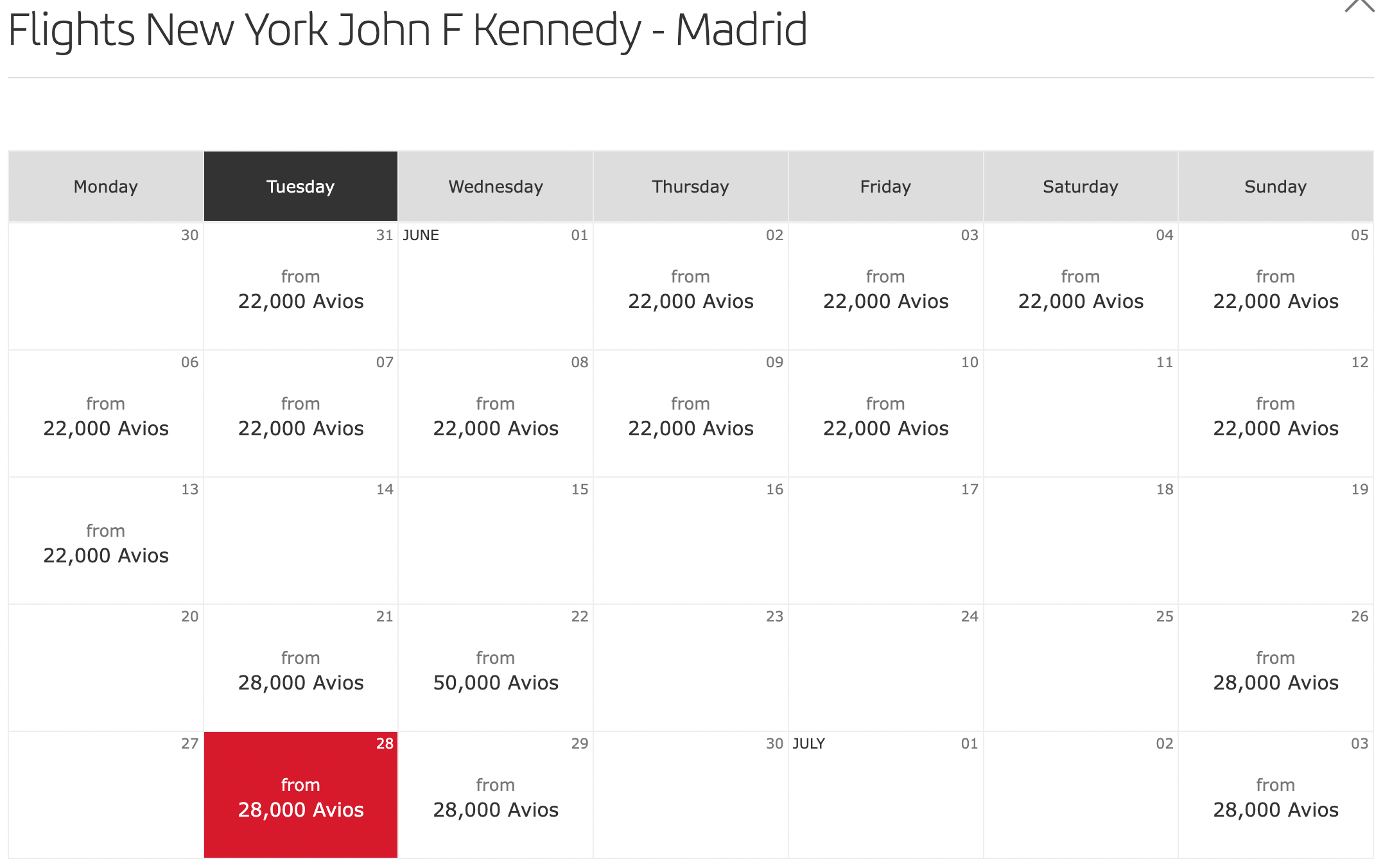 Booking a flight from JFK to MAD