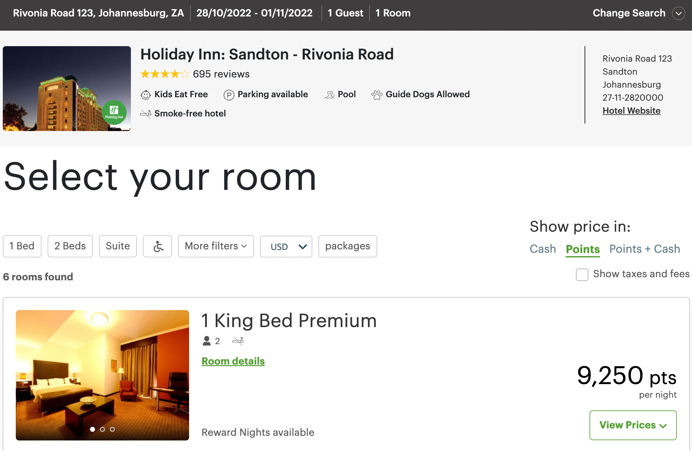 Booking a room at the Holiday Inn: Sandton - Rivonia Road