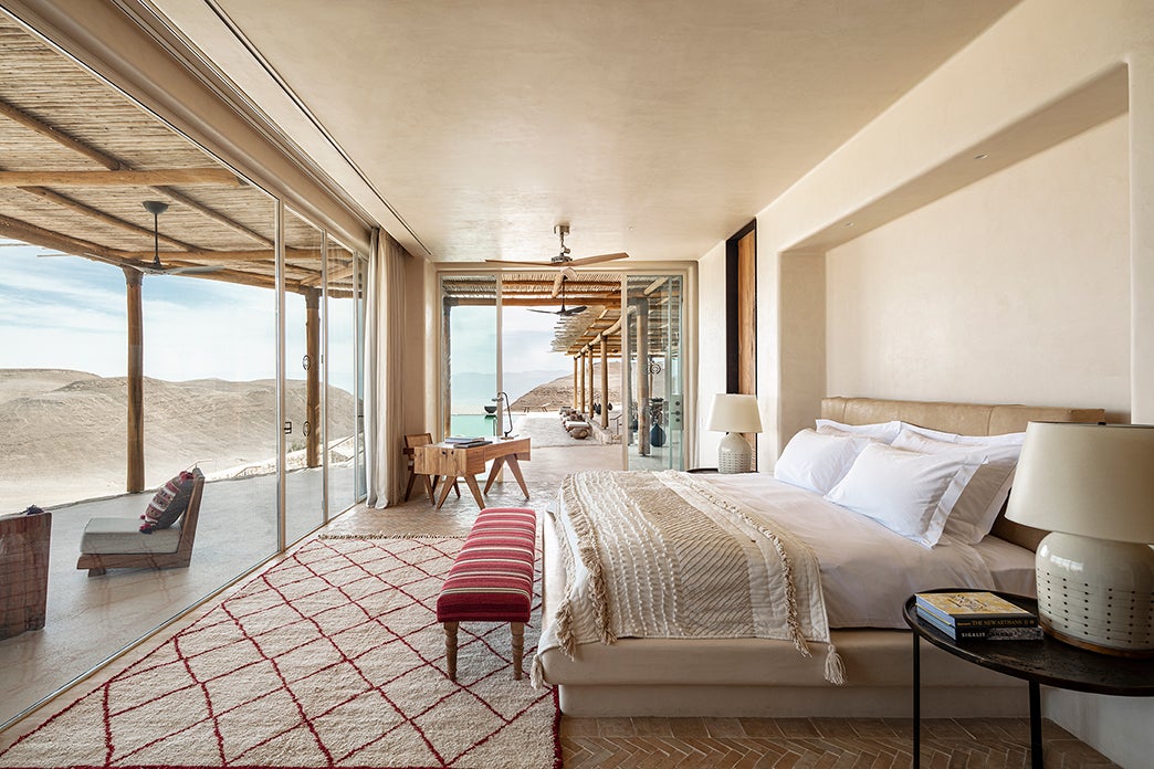 Six Senses Shaharut, Israel - room has large balcony and glass walls to look out to the mountains