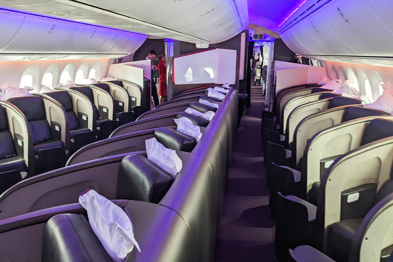 Upper Class cabin on a Virgin Atlantic transatlantic flight