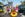 Disney characters outside Disneyland hotel