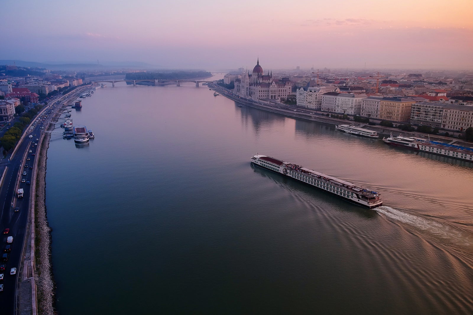 Calm Danube river in an early morning