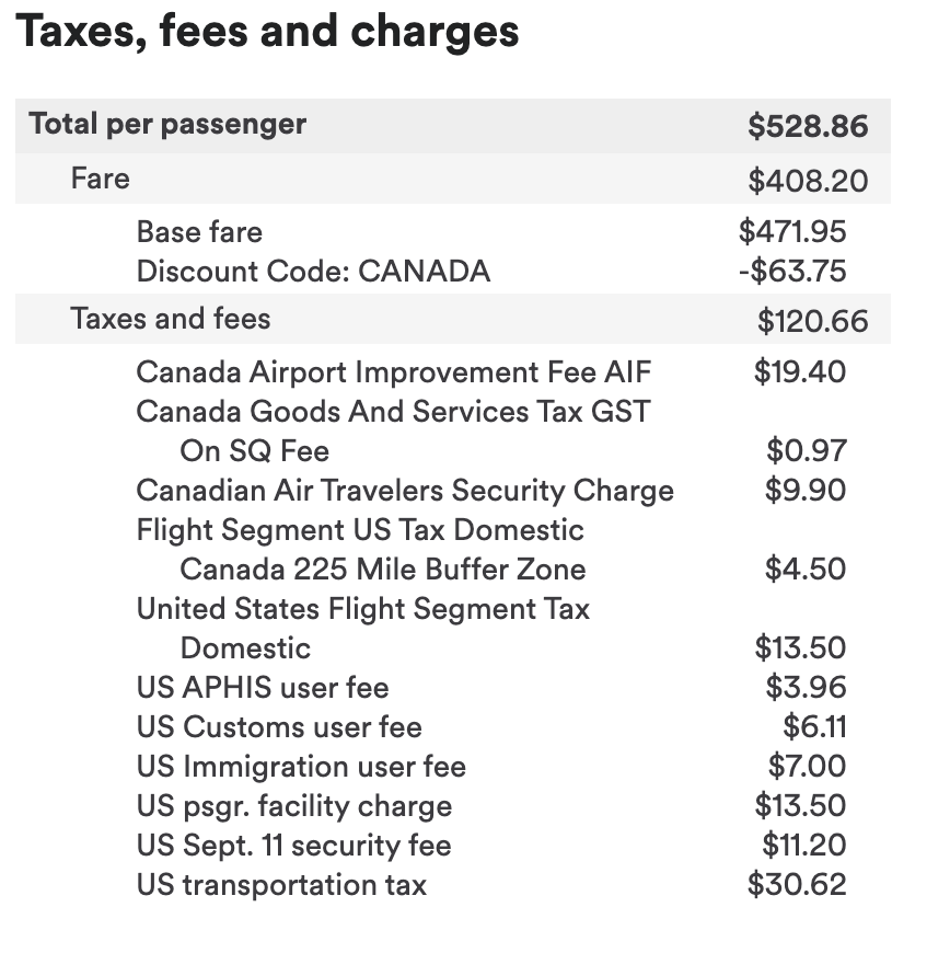 taxes and fees screenshot