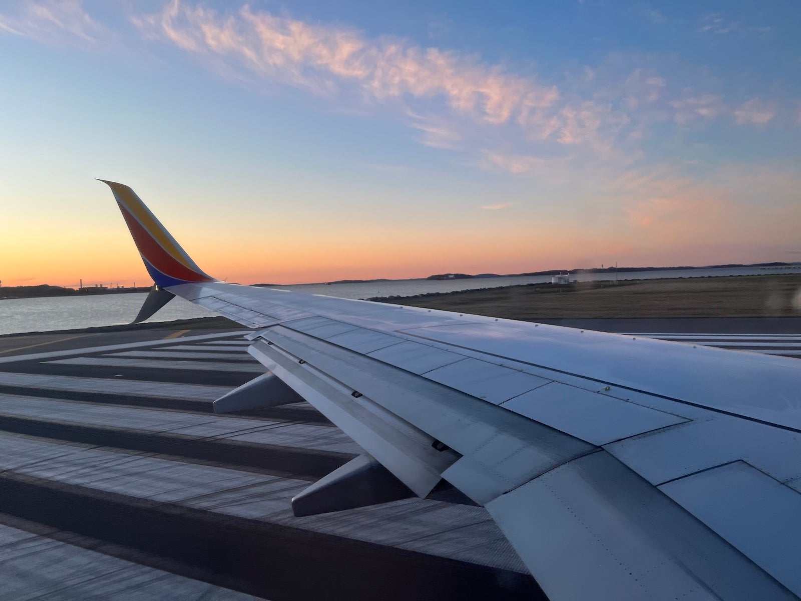 Inside a Southwest plane at Boston Logan Airport