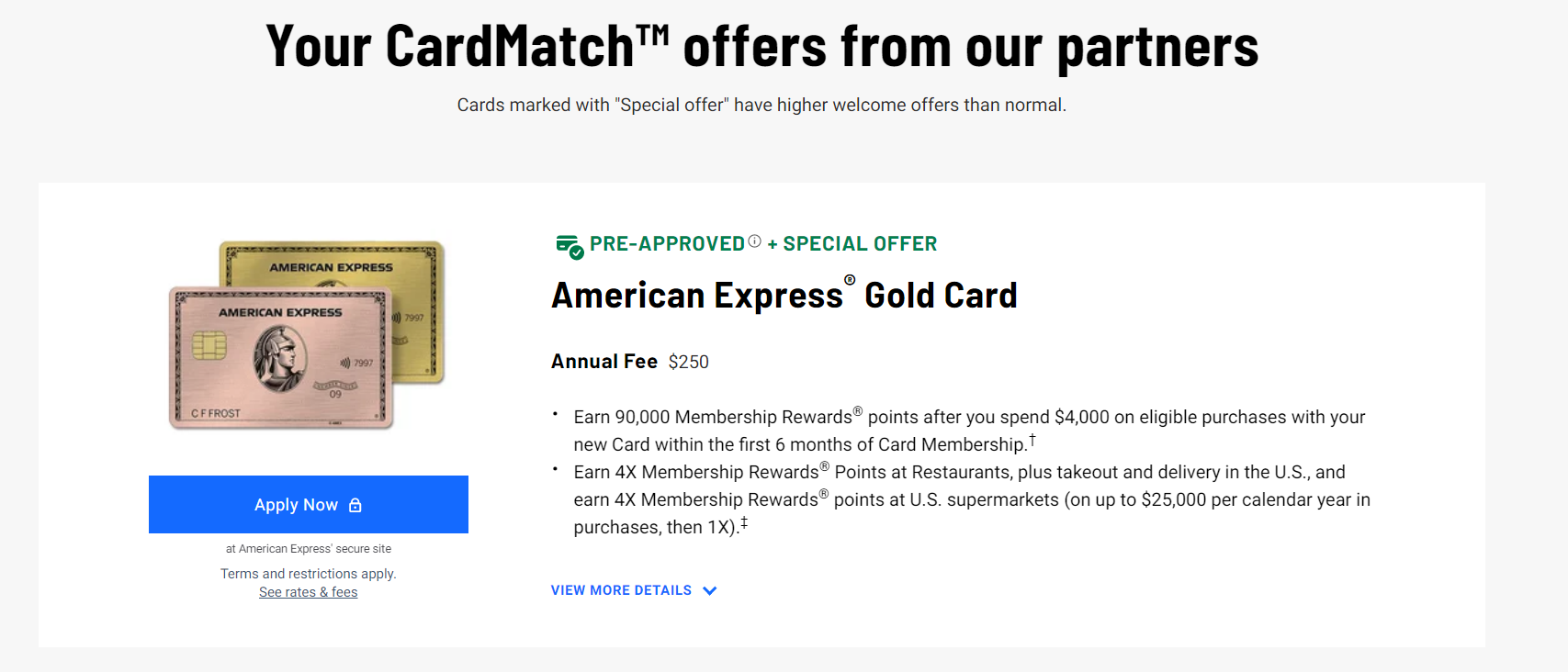 Increased Amex Platinum and Amex Gold welcome offers via CardMatch - The  Points Guy - The Points Guy