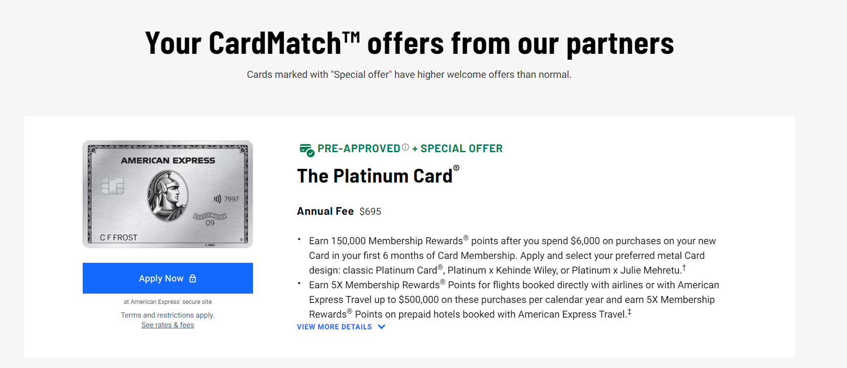 Increased Amex Platinum and Amex Gold welcome offers via CardMatch - The  Points Guy - The Points Guy