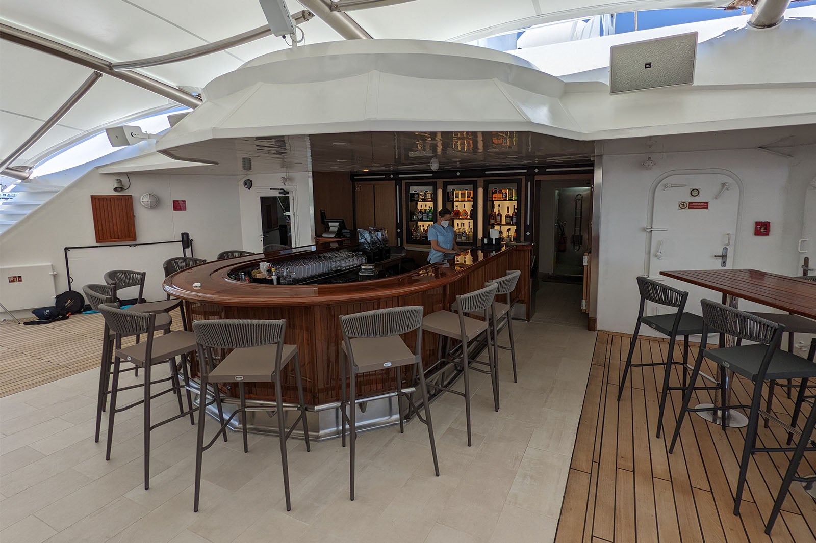 Alfresco bar on a cruise ship