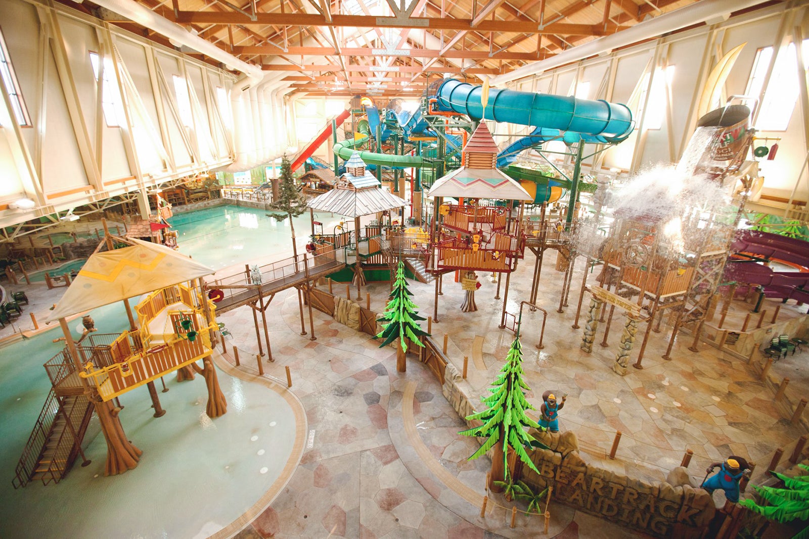 Water slides at indoor water park