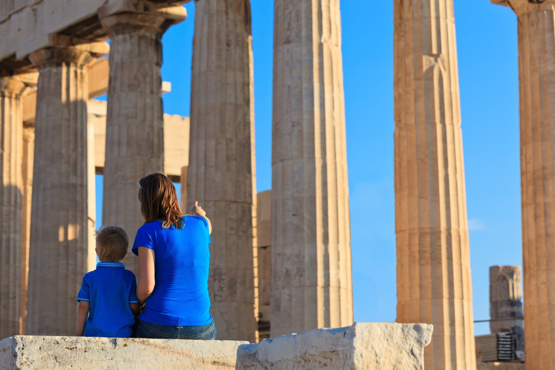 Parent and child at the Acropolis in Athens