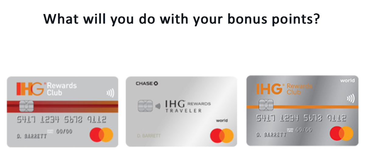 Some IHG One Rewards credit cards targeted for bonus spend categories