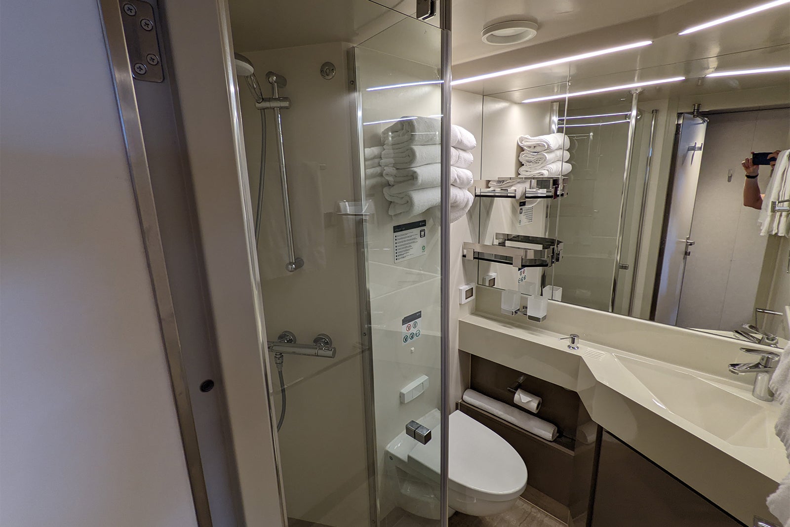 7 Nights 4 People 1 Cruise Ship Cabin Can We Survive The Points Guy   Msc Seashore Bathroom 