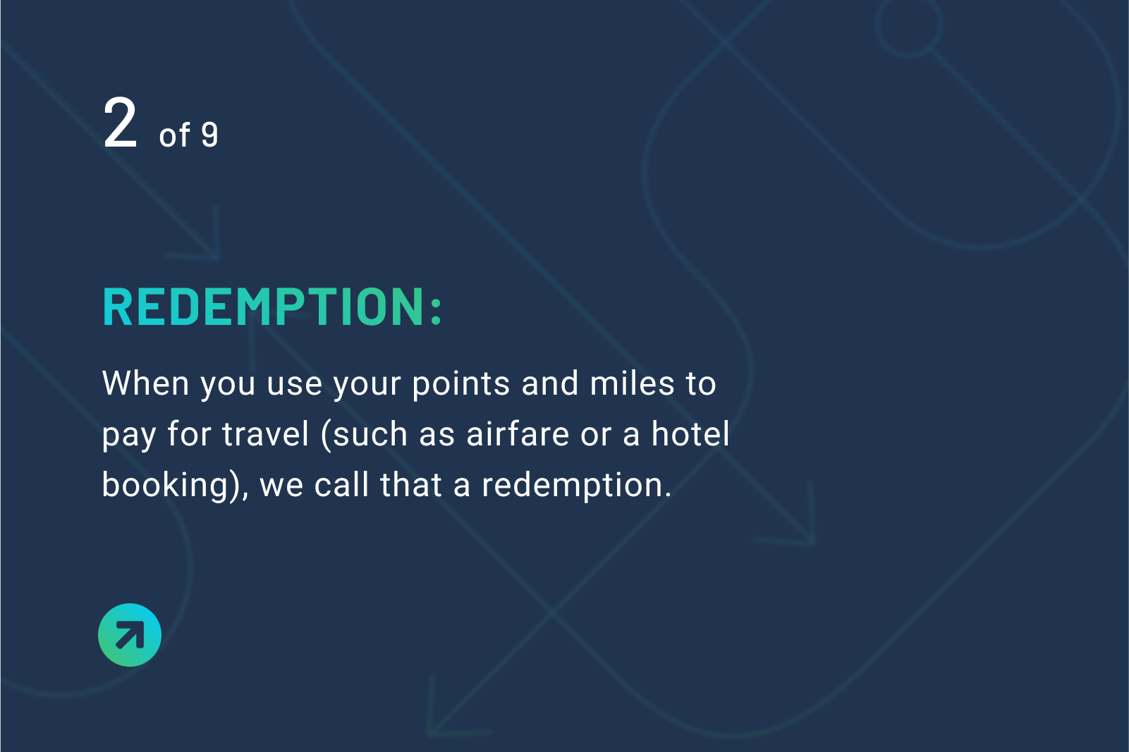Redemption definition: When you use your points and miles to pay for travel (such as airfare or a hotel booking), we call that a redemption.