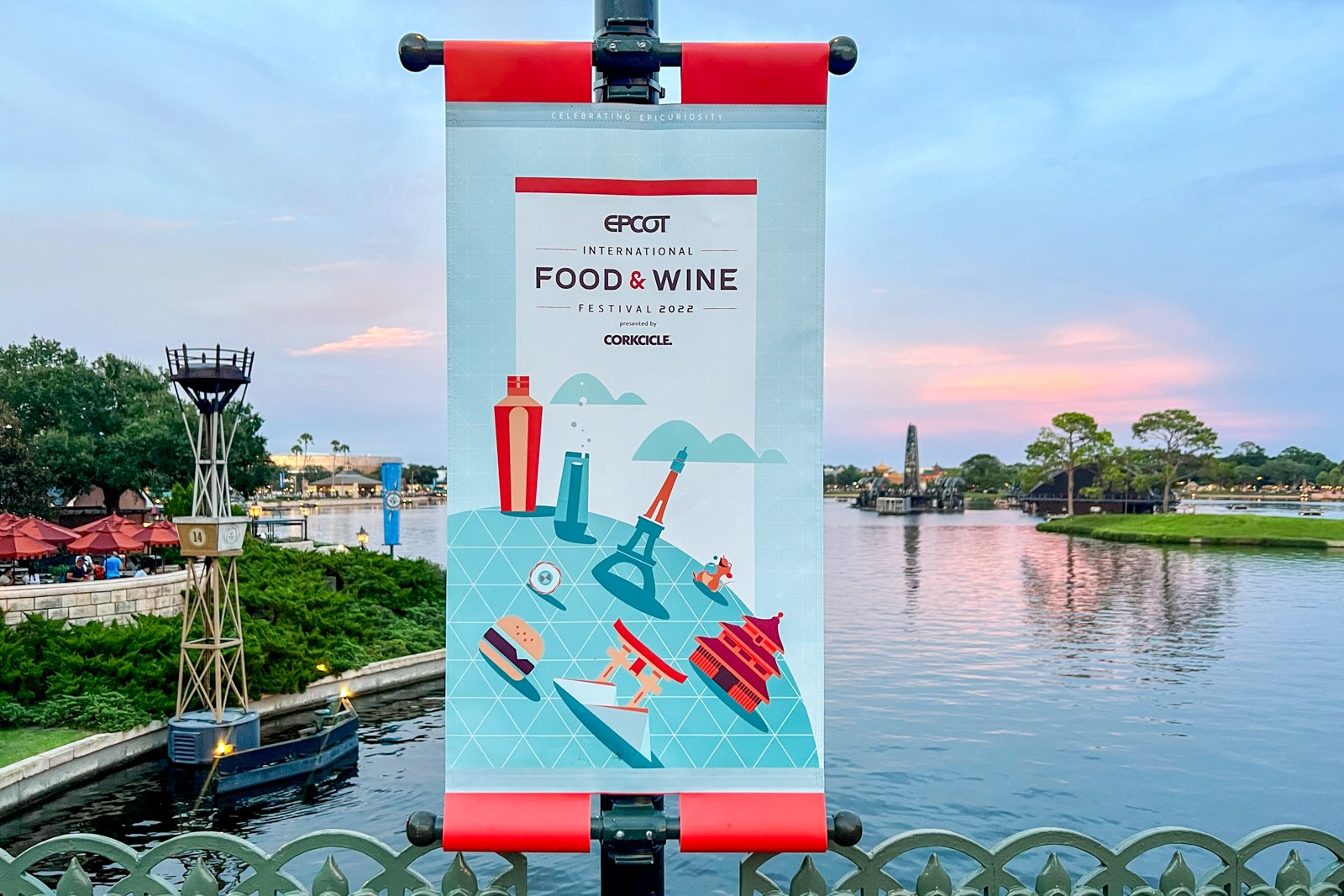 Epcot Food and Wine festival banner at Epcot