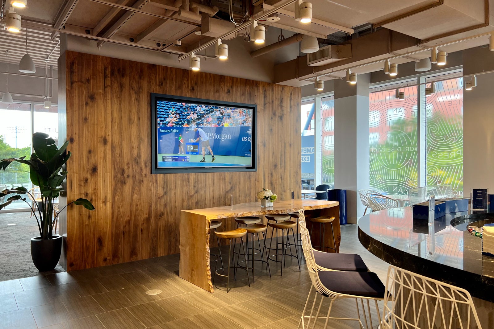 bar area with tv