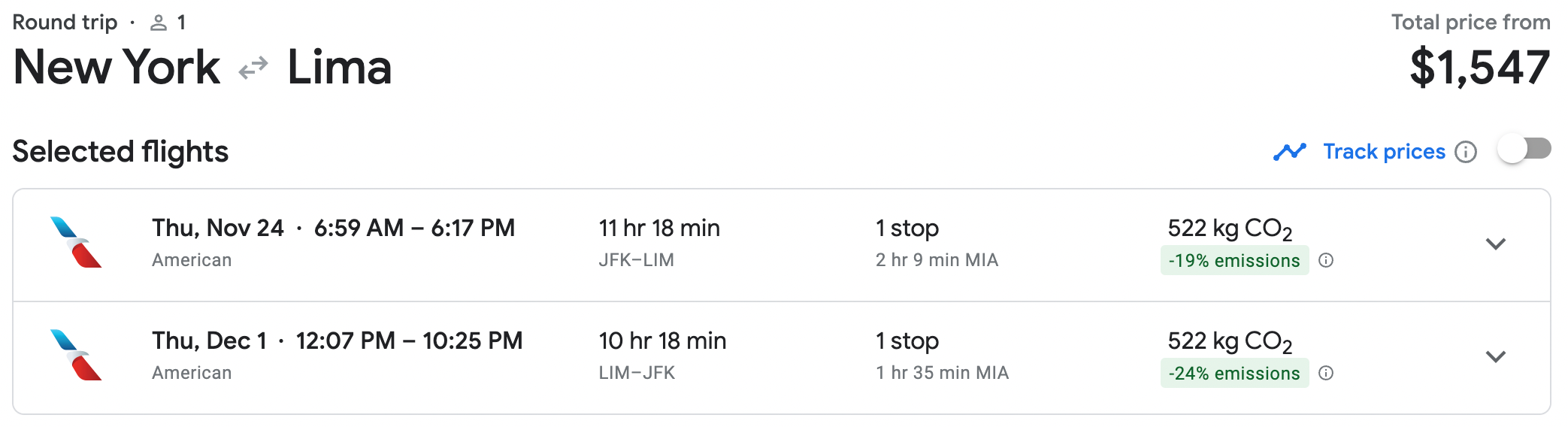 Booking flights from JFK to LIM