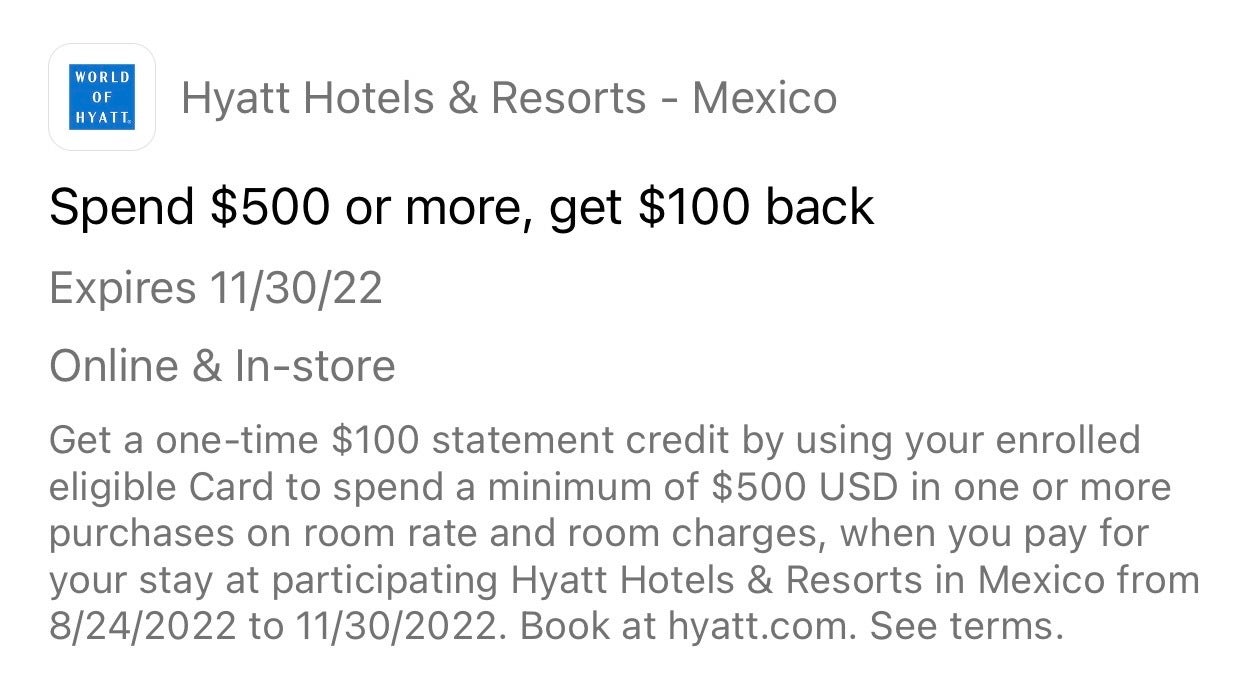World of Hyatt Mexico offer