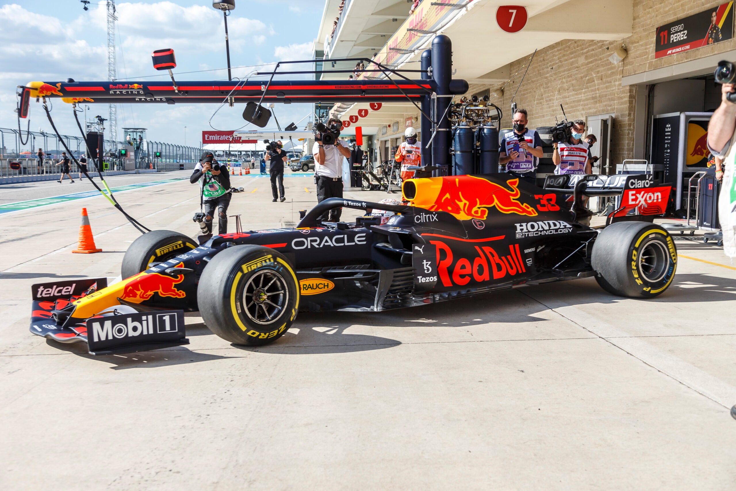 Red Bull-branded Formula One car at Circuit of The Americas in Austin Texas