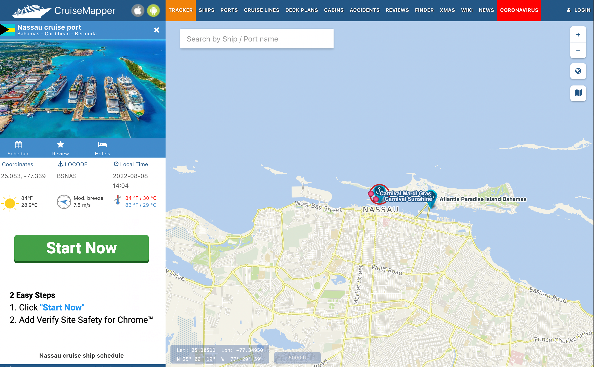 cruise finder on map