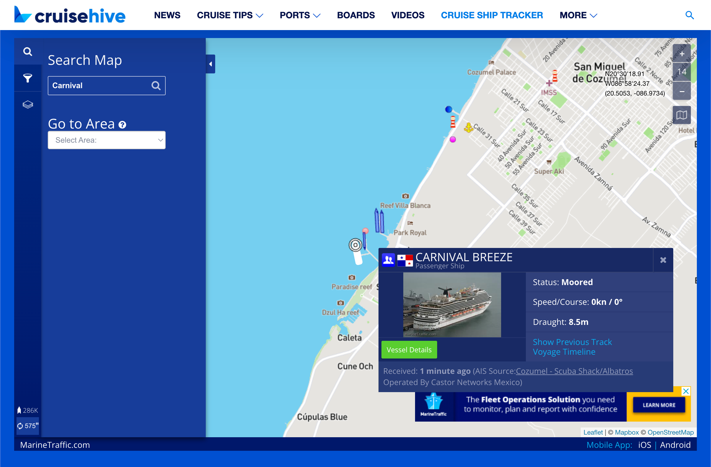 cruise finder on map