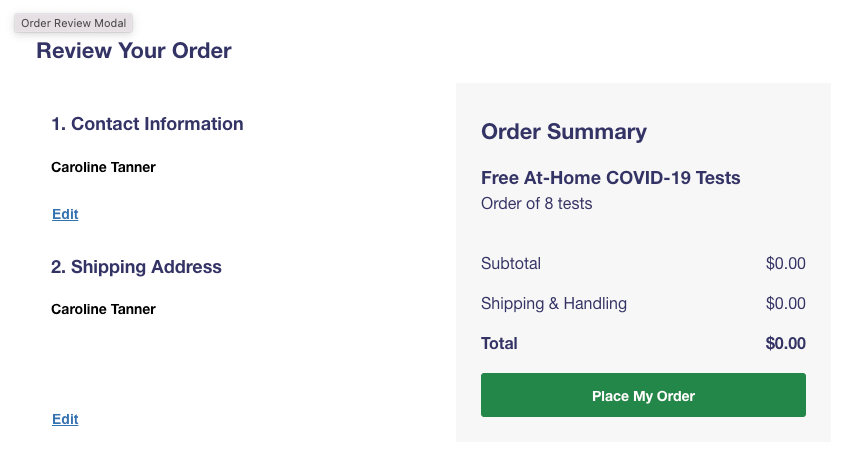 USPS homepage to order at-home Covid-19 tests