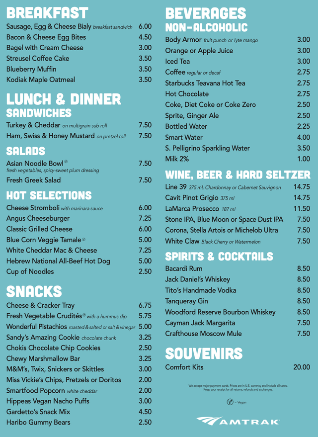 Amtrak launches new menu items aboard select trains — including hot