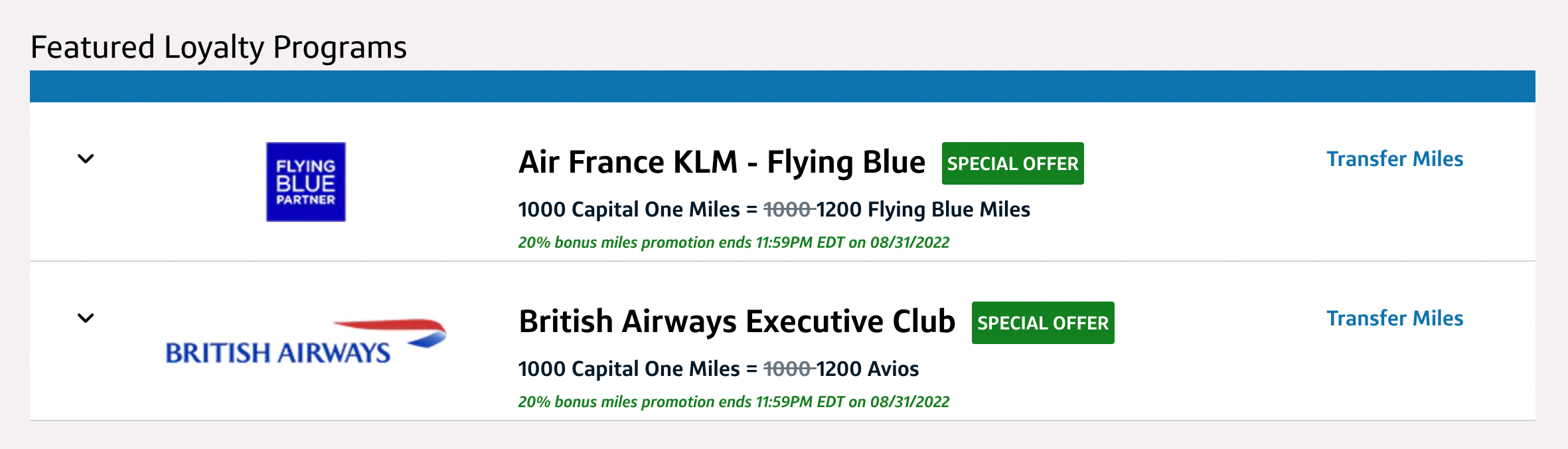 Capital One transfers bonuses to Flying Blue and British Airways in August 2022