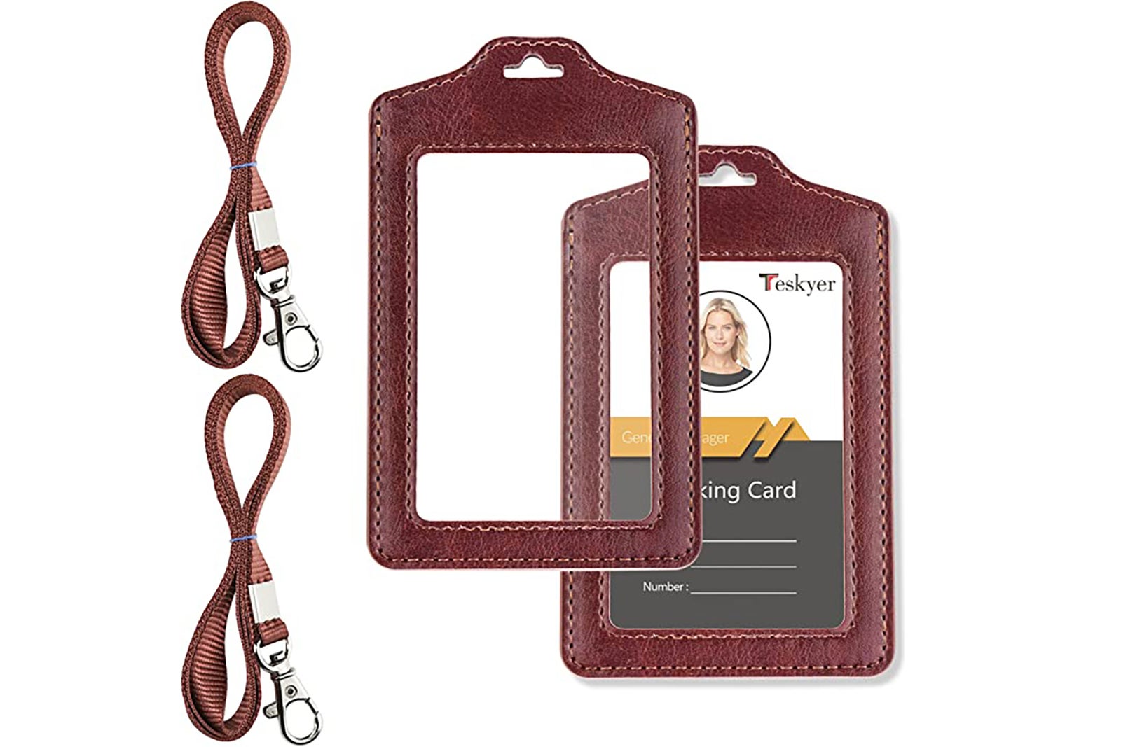 Teskyer 2 Pack of Double Sided Clear Badge Holder Amazon