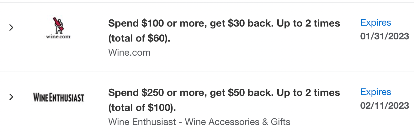 Wine Amex Offers