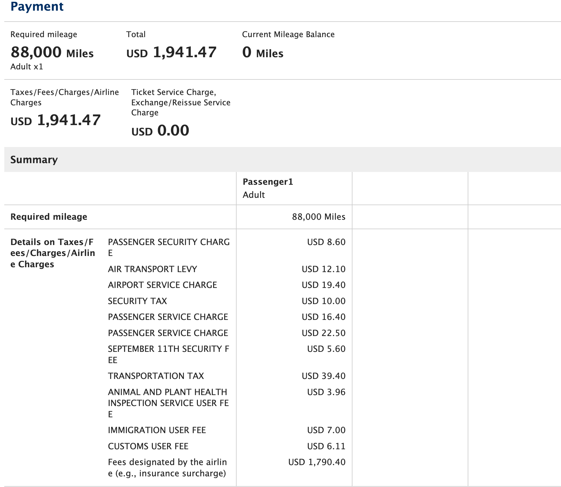 Screenshot of award booking availability JFK-VIE by ANA