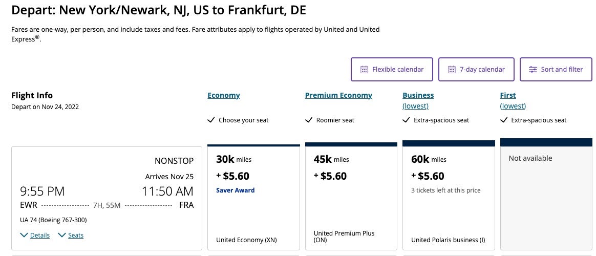 New York to Frankfurt flight information