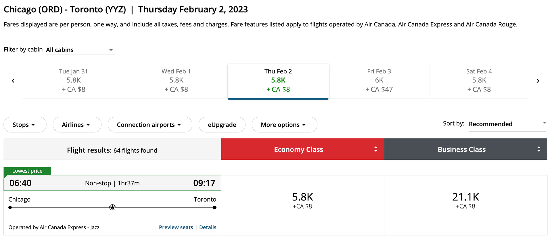 Booking inexpensive award tickets to and around Canada with Aeroplan