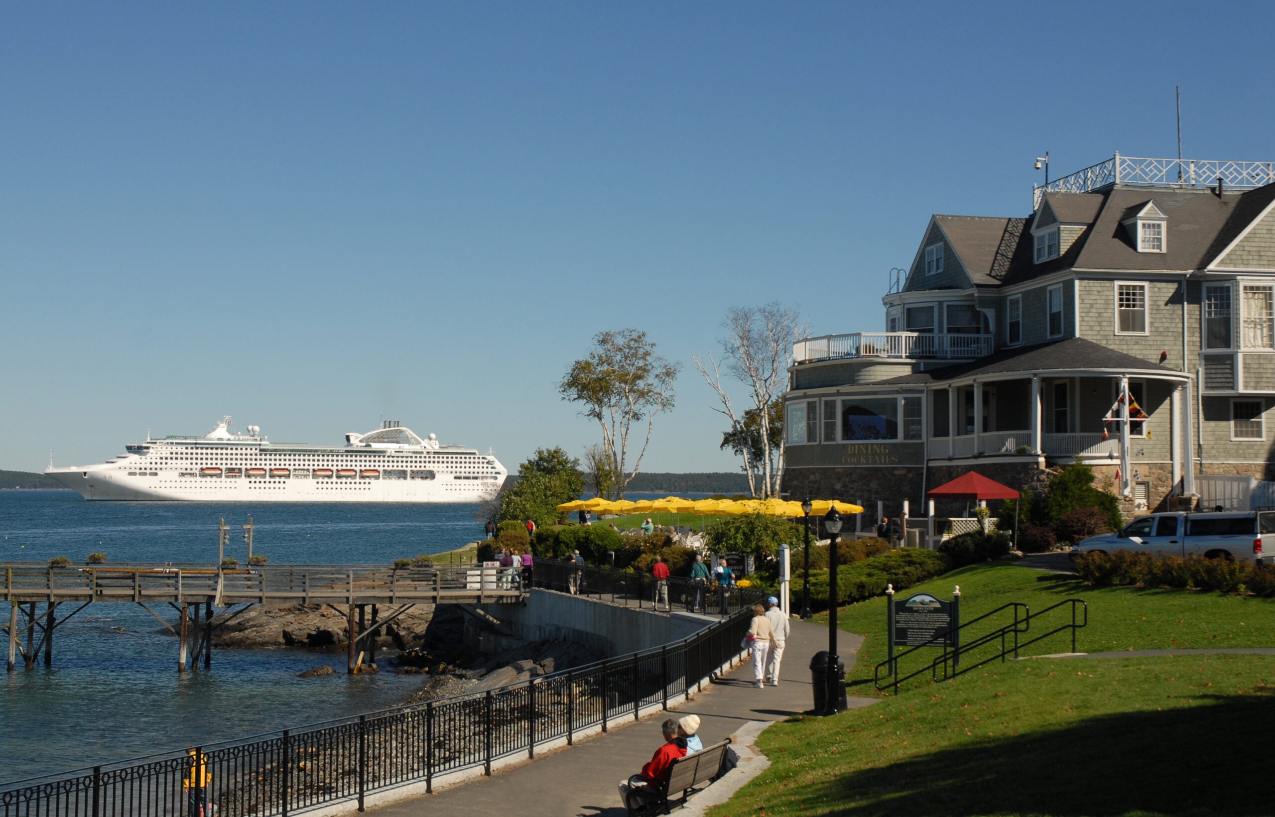 Cruise ship at anchor off Bar Harbor, Maine.