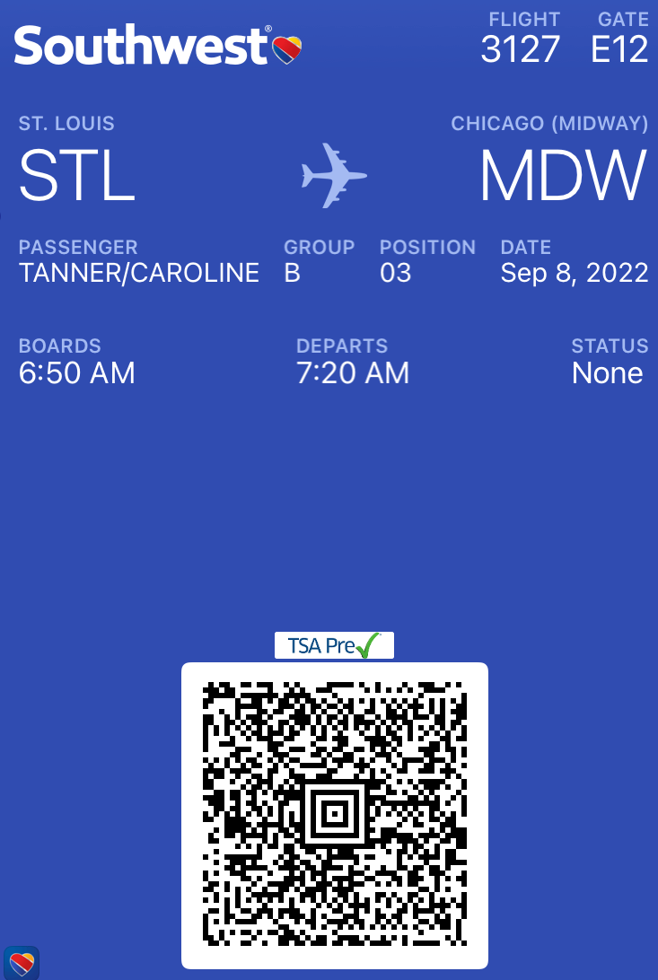Screenshot of boarding pass