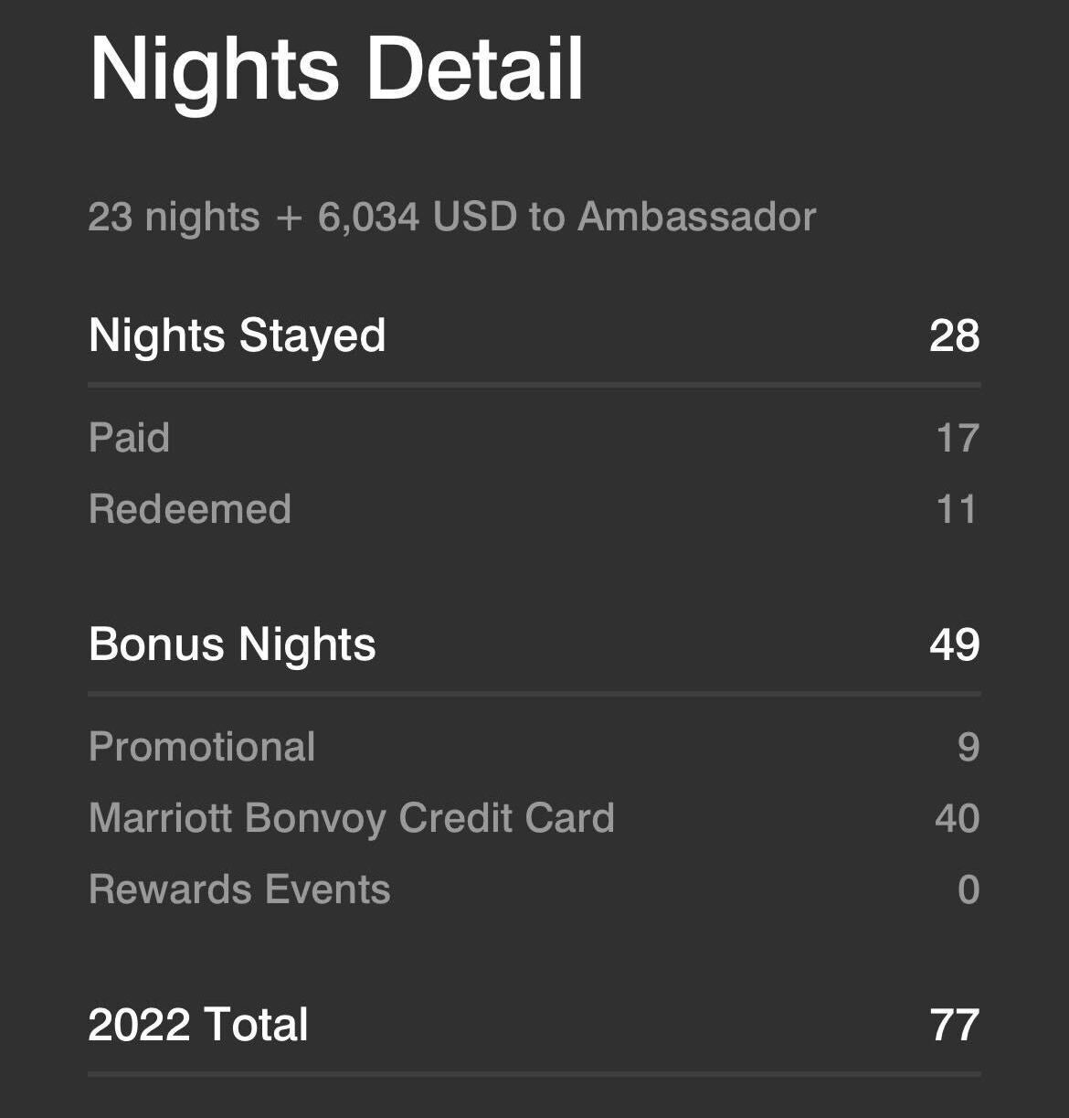 Marriott elite night details